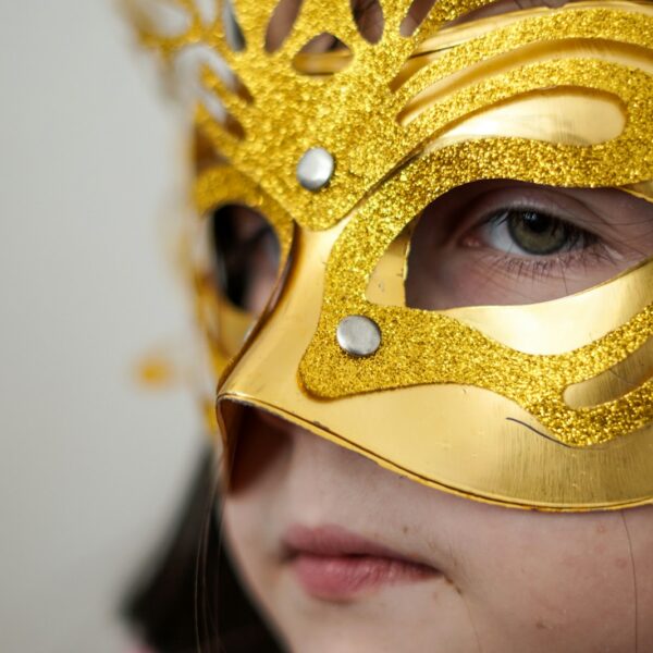 woman in gold and silver mask - welcome to the party!