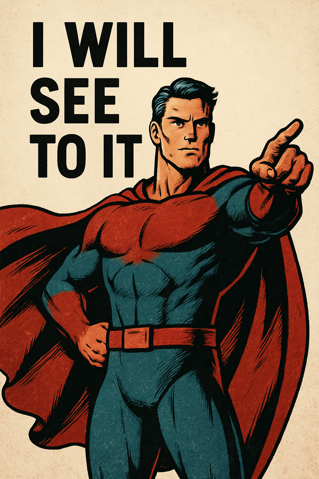 Any good friend or superhero will say, "I will see to it!"