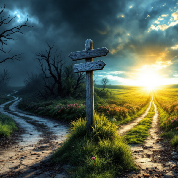 Same road that splits into two different destinations.