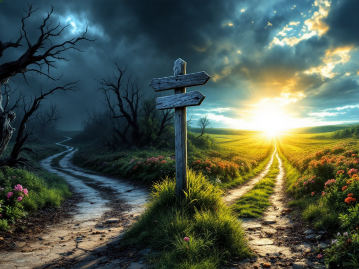 Same road that splits into two different destinations.