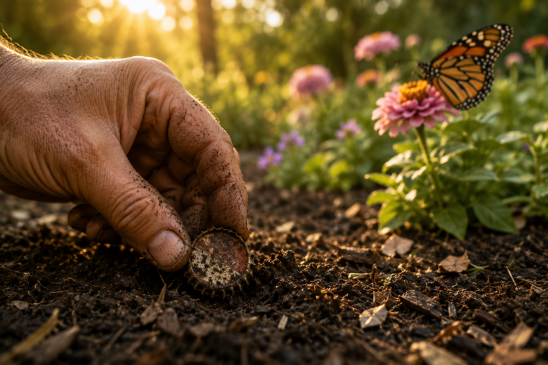Redeeming the ruins from bottle caps to butterflies